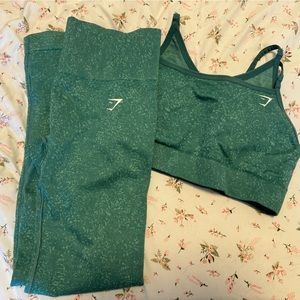 Green Gym Shark sports bra and leggings set